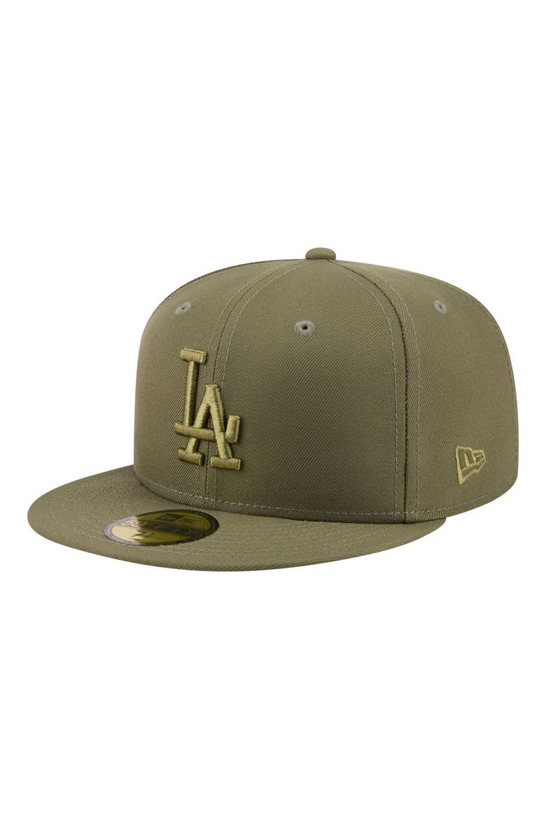 Men's New Era Olive Los Angeles Dodgers Color Pack 59FIFTY Fitted Hat, Main, color, Olive