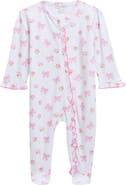 Kissy Kissy Floral Ruffle Trim Pima Cotton Zip Footie