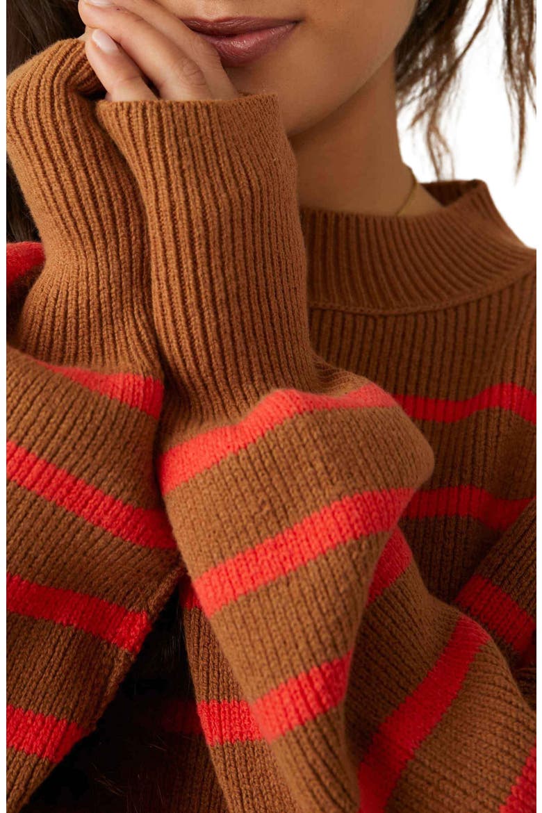 Easy Street Stripe Rib Crop Sweater, Alternate, color, SAHARA COMBO