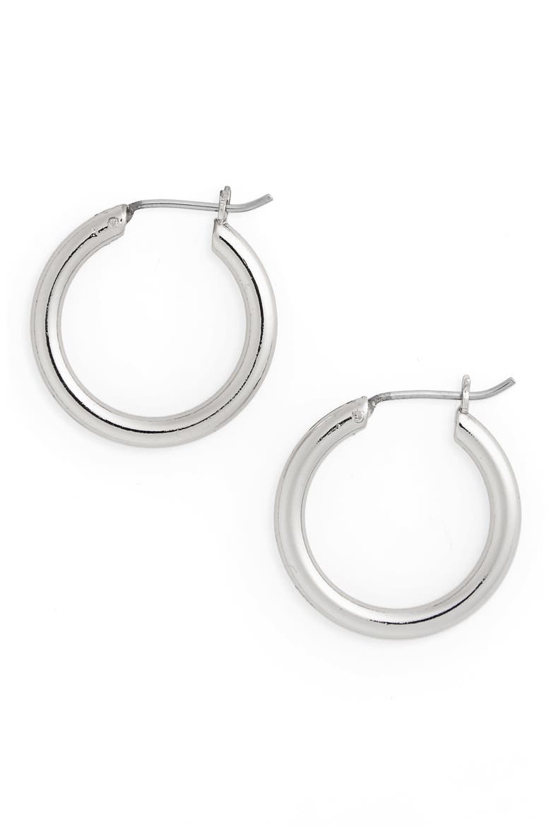 Small Endless Hoop Earrings, Main, color, RHODIUM