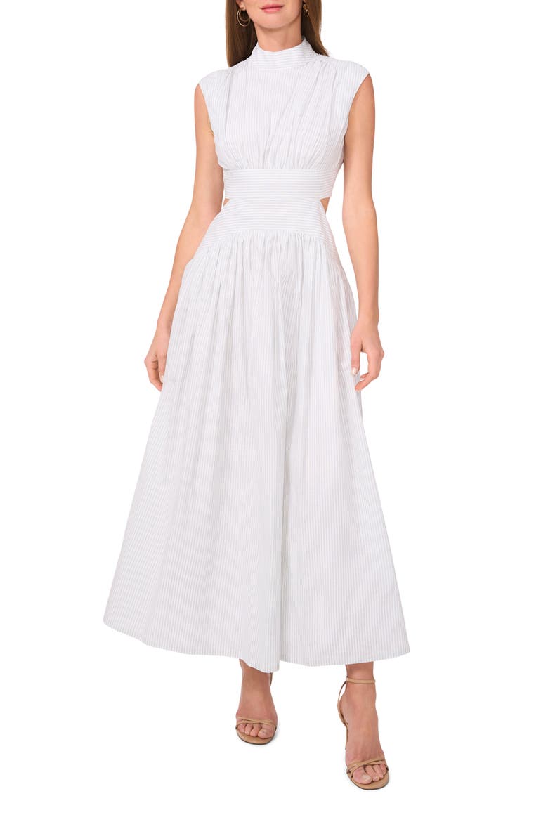 cotton & linen pleated cutout long dress white christmas dresses Cotton & Linen Pleated Cutout Long Dress