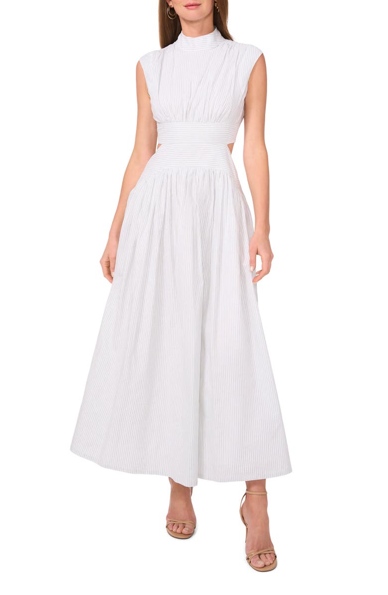 The Julianne Stripe Cutout Cotton & Linen Maxi Dress
