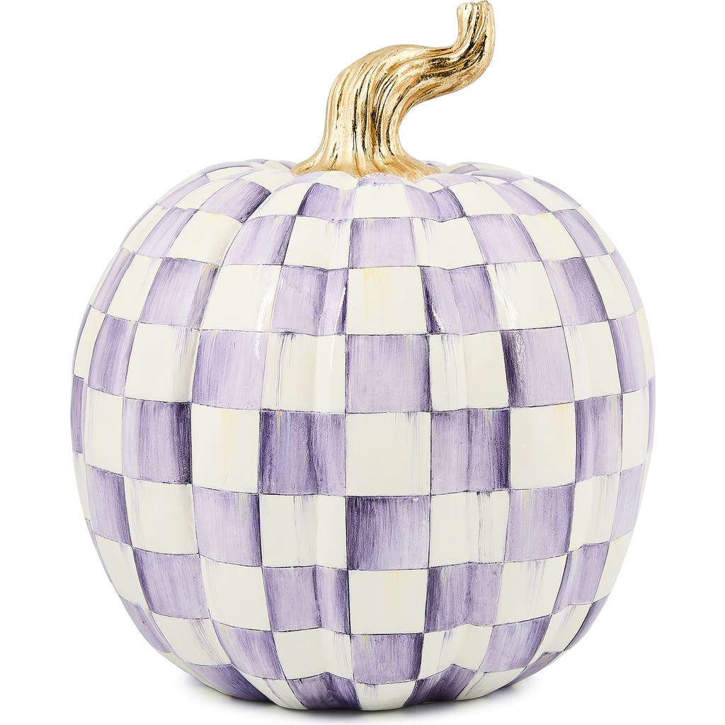 Mackenzie-childs Mackenzie Childs Violet Check Large Pumpkin Decoration In Purple