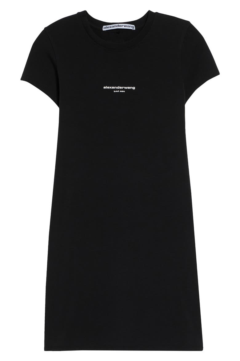Fitted Rib Stretch Cotton T-Shirt Minidress, Main, color, BLACK