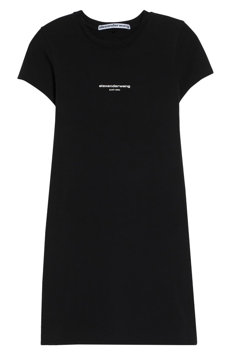 Alexander Wang Fitted Rib Stretch Cotton T-Shirt Minidress, Main, color, Black