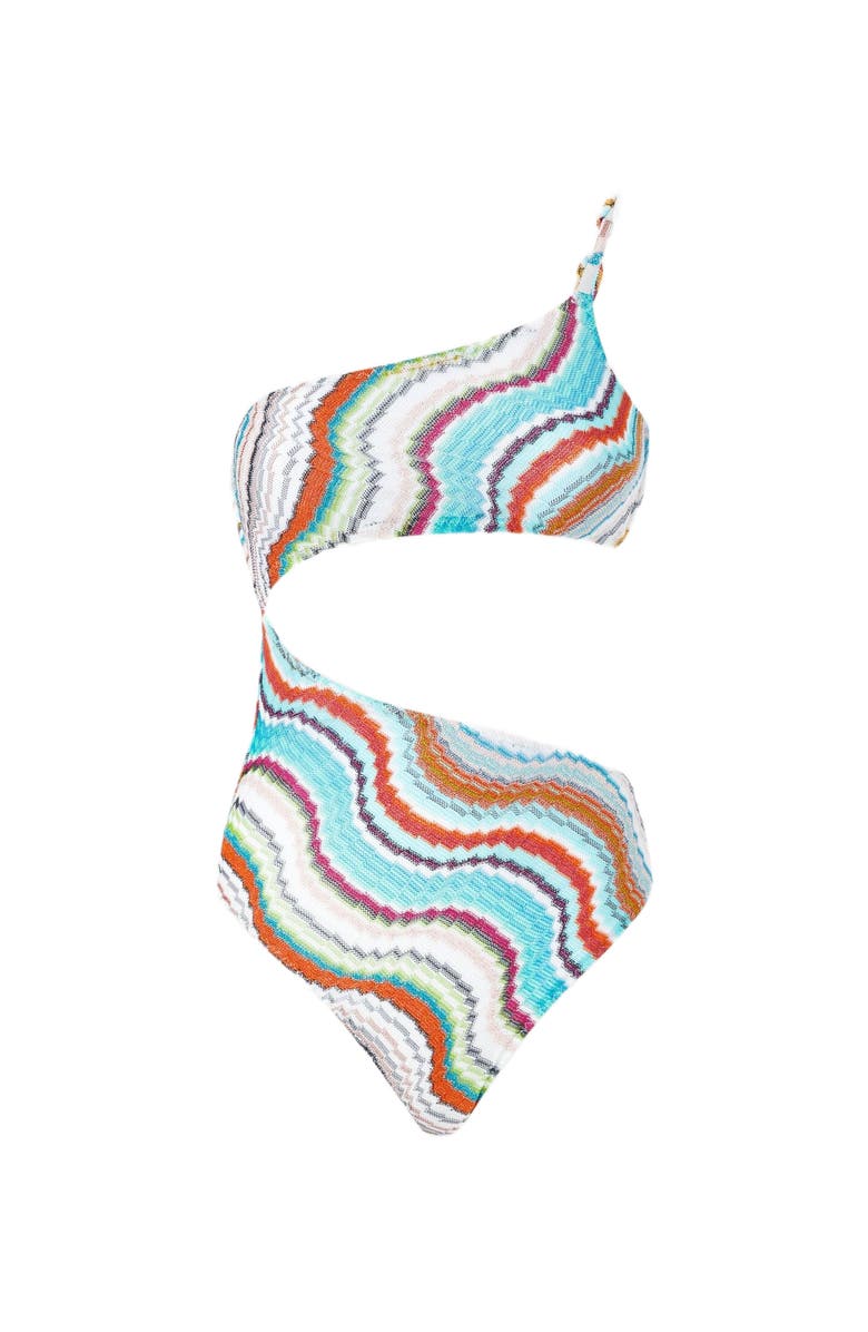 Missoni One-shoulder One-piece Swimsuit With Lamé Wave Motif And Cut-out Detail, Alternate, color, Multicoloured