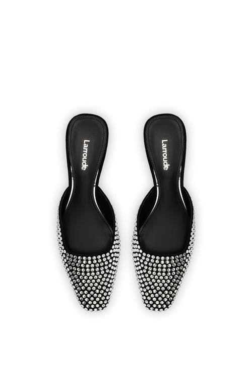 Larroude Amal Crystal Mule In Black/crystal