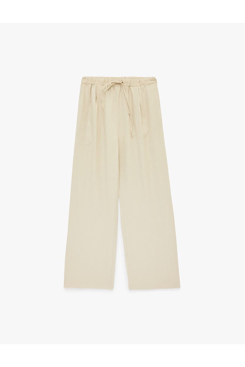 Drawstring Waist Wide Leg Trousers, Alternate, color, BEIGE