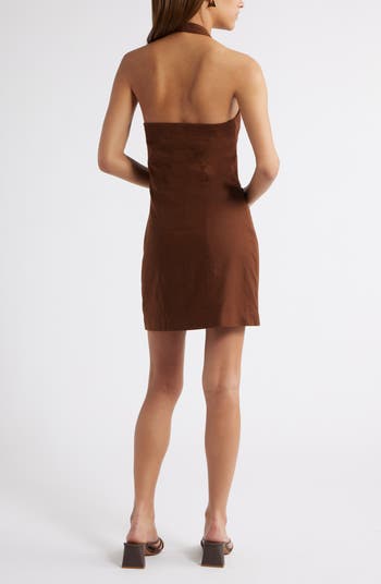 Halter Linen Blend Minidress