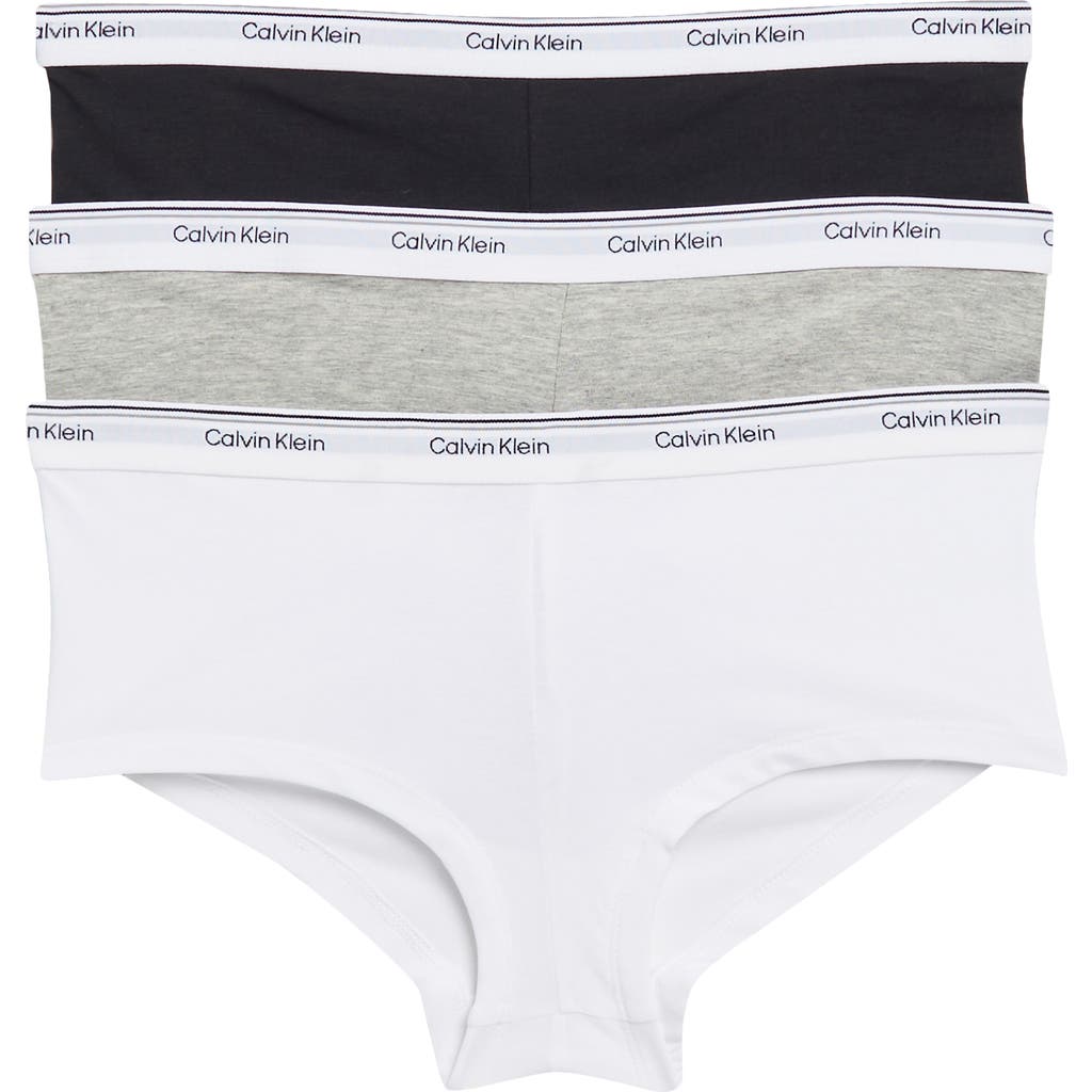 Shop Calvin Klein Balance Assorted 3-pack Boyshorts In Black/grey/white