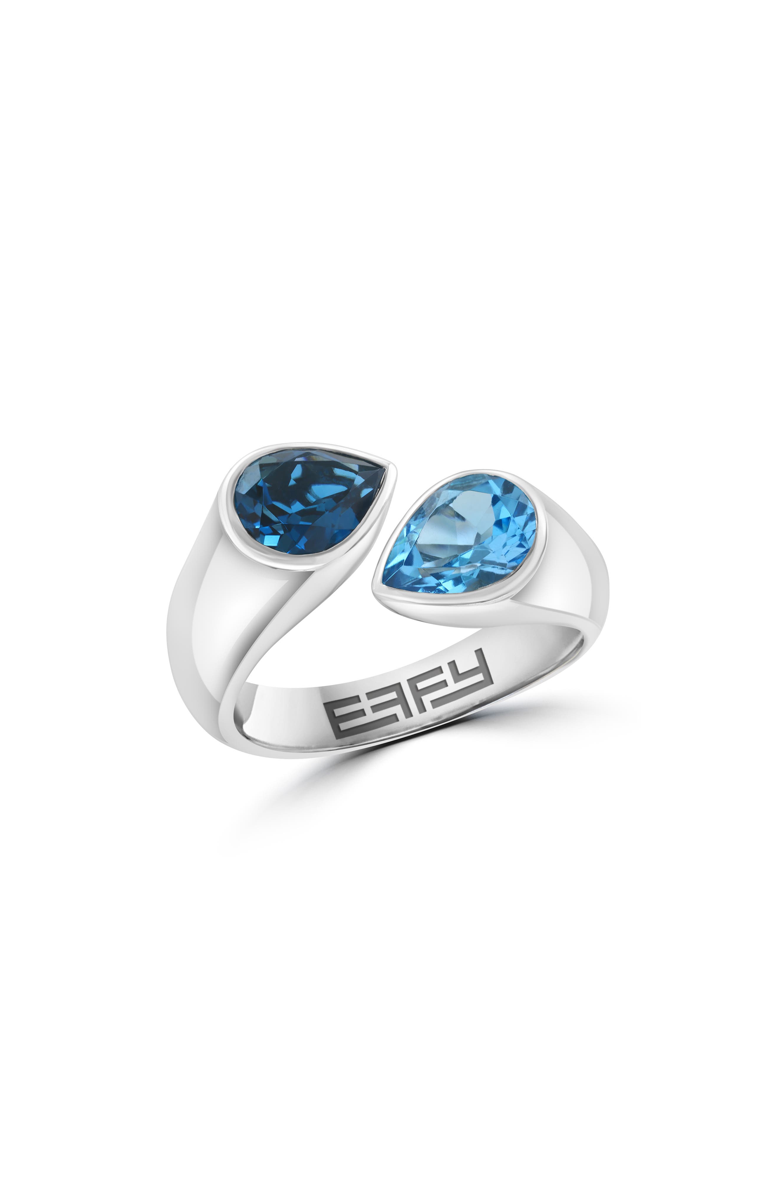EFFY Sterling Silver Blue Topaz & London Blue Topaz Bypass Ring