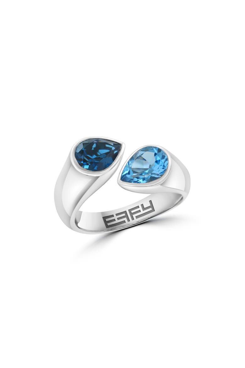 Sterling Silver Blue Topaz & London Blue Topaz Bypass Ring, Main, color, BLUE