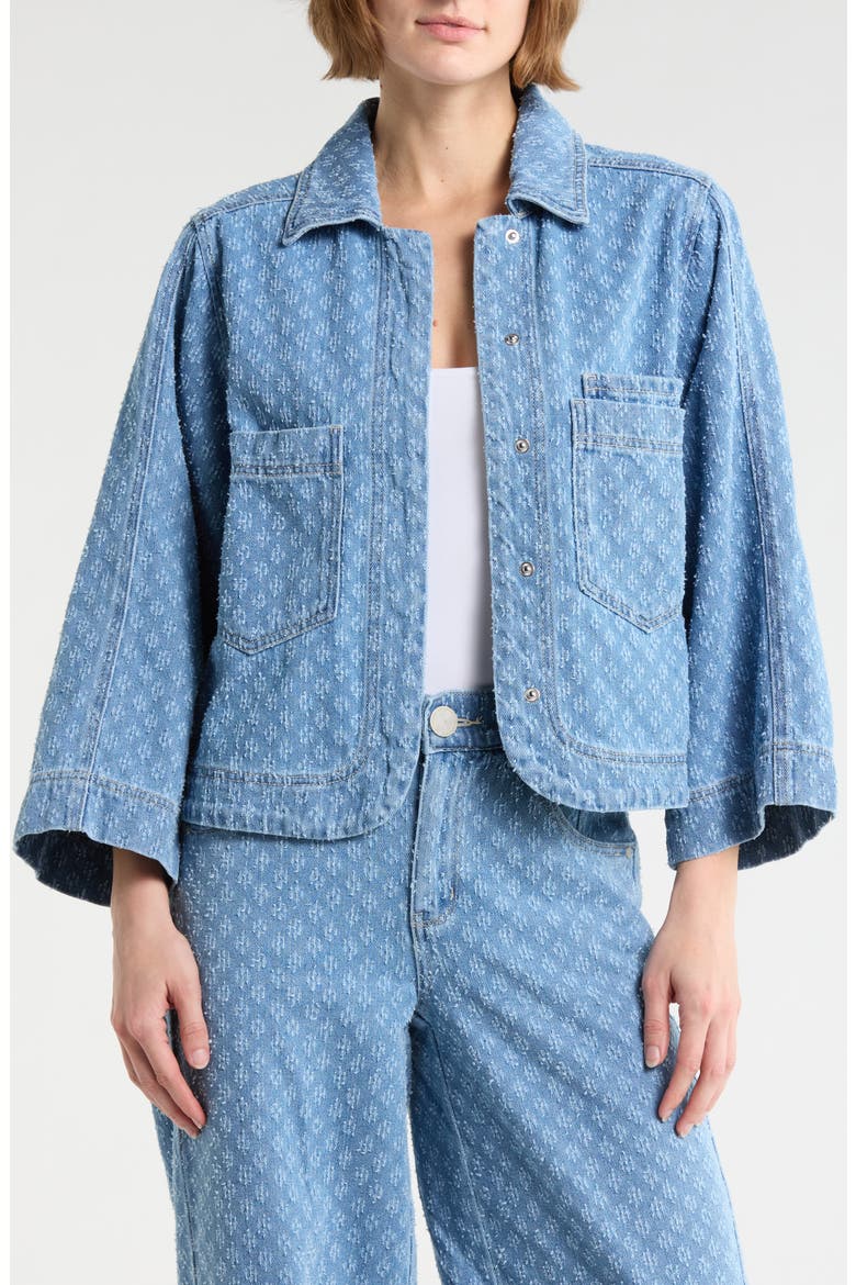 Picked Jacquard Denim Jacket, Main, color, LIGHT BLUE ARTISANAL