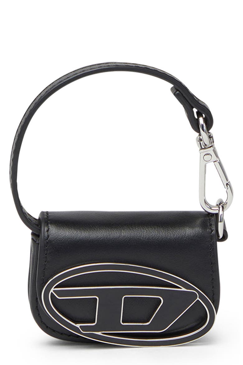 Micro 1DR Leather Bag Charm, Main, color, BLACK