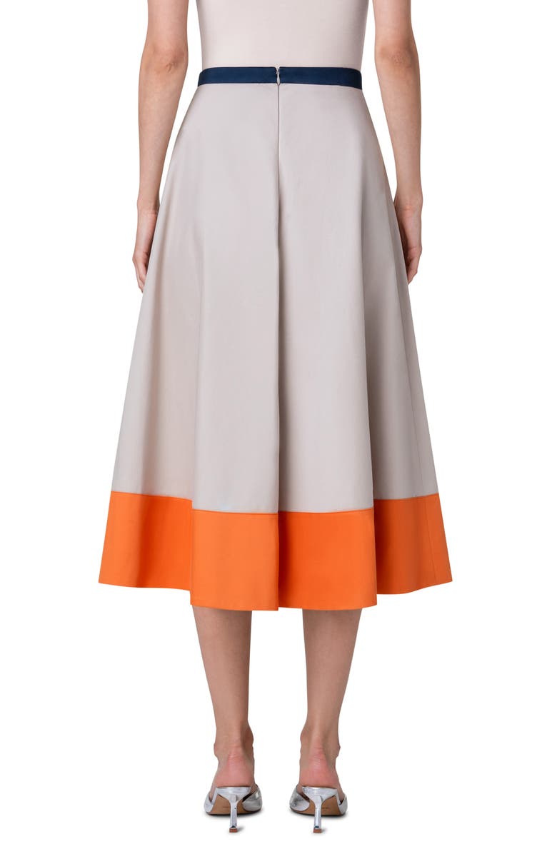 Akris punto Colorblock Cotton Gabardine A-Line Skirt, Alternate, color, 