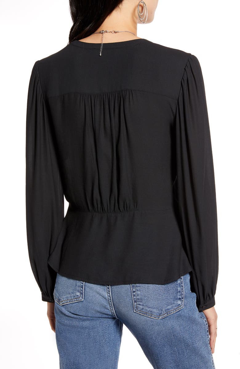 Treasure & Bond V-Neck Shirred Blouse, Alternate, color, 