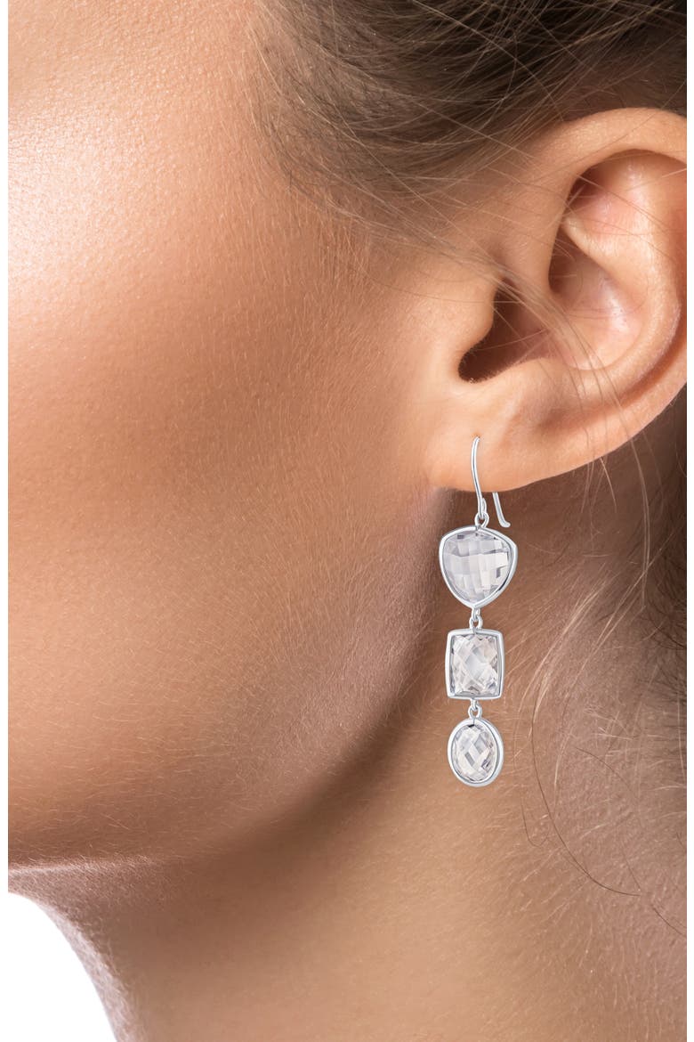 Cubic Zirconia Drop Earrings, Alternate, color, SILVER