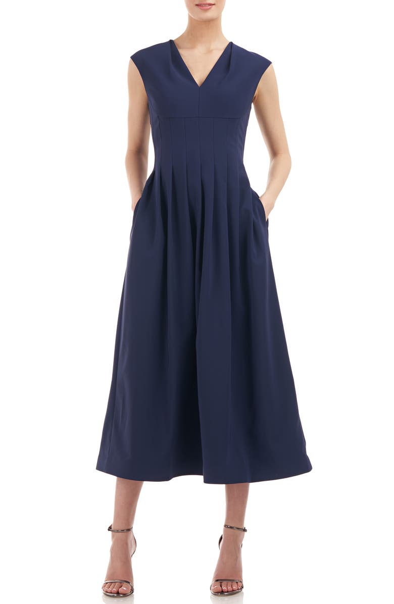 Kay Unger Simone Pleated A-Line Cocktail Dress, Main, color, 