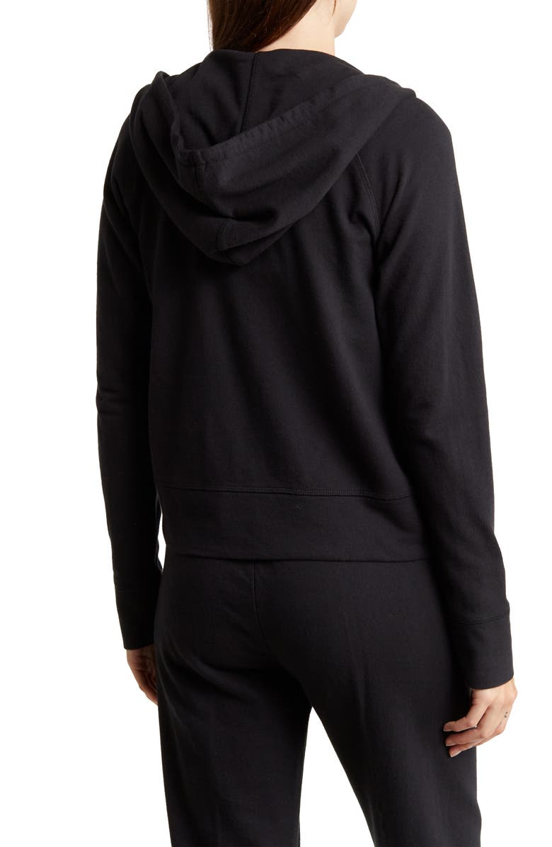 James Perse French Terry Crop Zip Hoodie, Alternate, color, Black