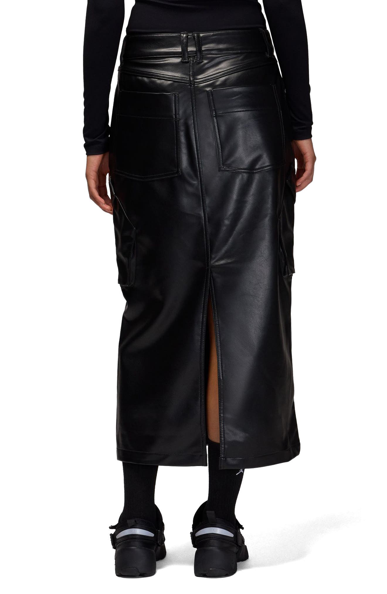 Faux Leather Midi Skirt - image 2