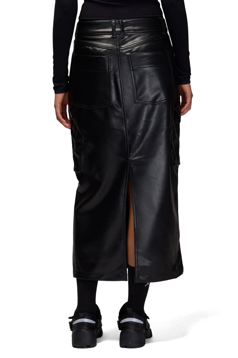 Faux Leather Midi Skirt, Alternate, color, BLACK
