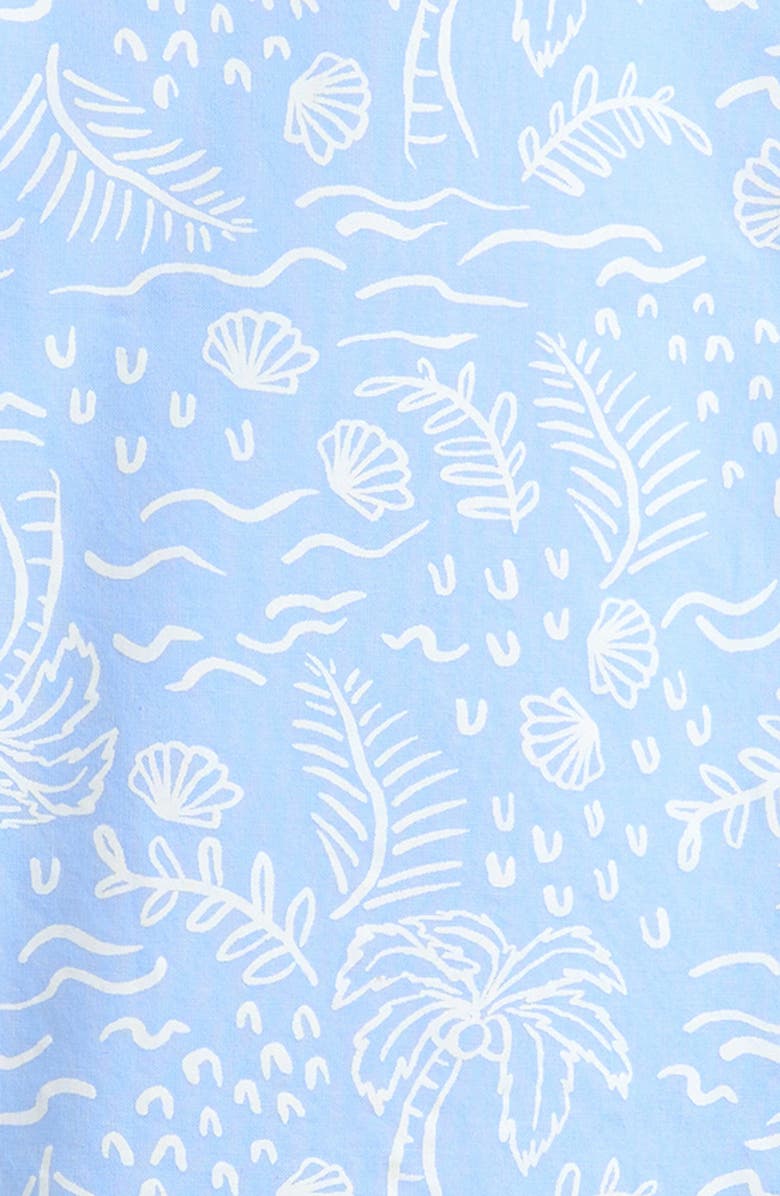 Nordstrom Kids' Patterned Short Sleeve Cotton Button-Up Shirt, Alternate, color, Blue Windsurfer Tropical Toile