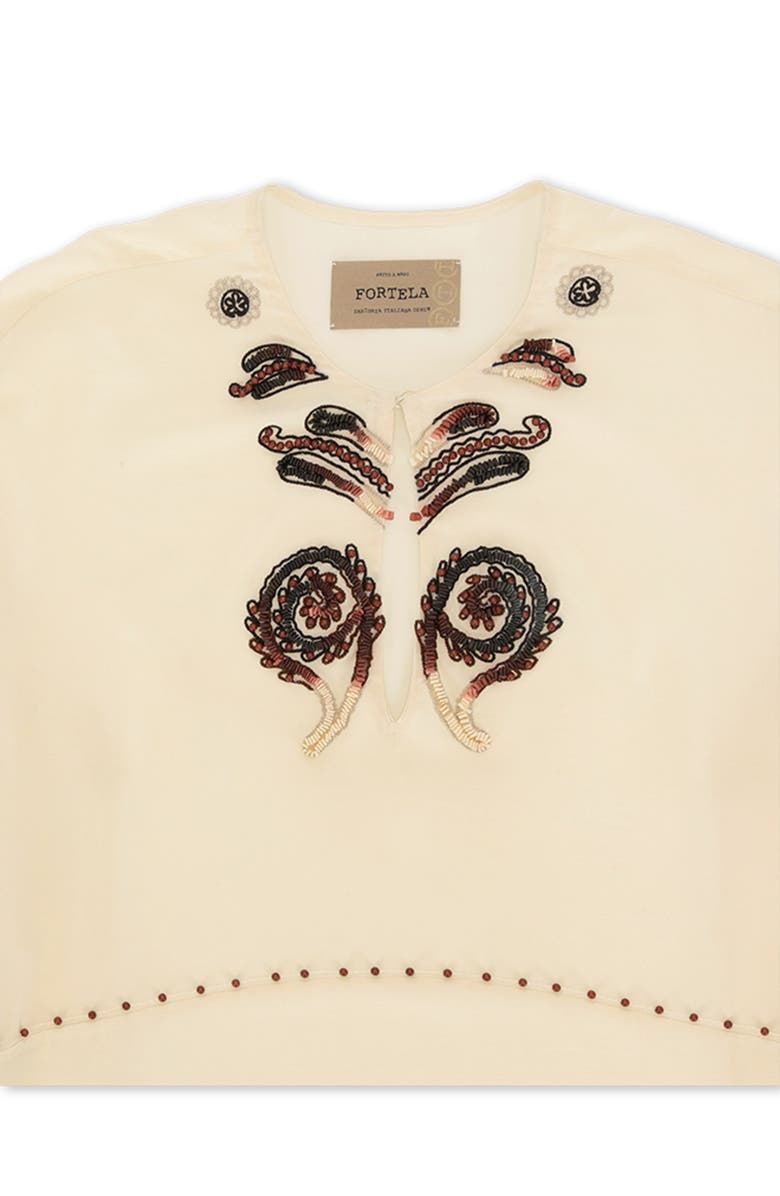 Fortela Allegra Embroidered Silk Shirt, Alternate, color, Milk