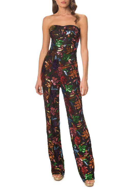 Preston Floral Sequin Strapless Jumpsuit