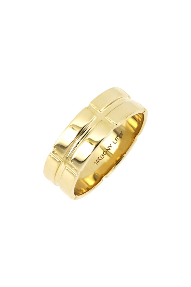 Men's 14K Gold Ridged Ring (Nordstrom Exclusive), Main, color, 14K YELLOW GOLD