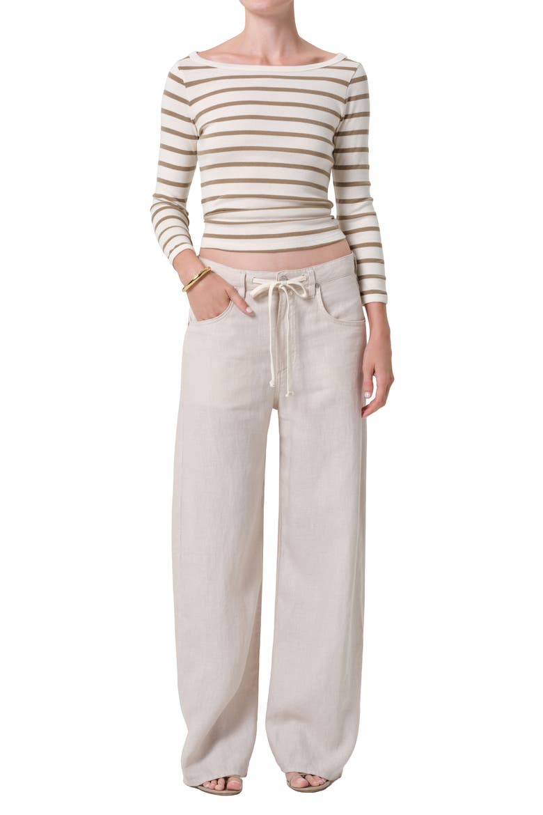 Stripe Boat Neck Long Sleeve Rib T-Shirt, Alternate, color, GINGER STRIPE