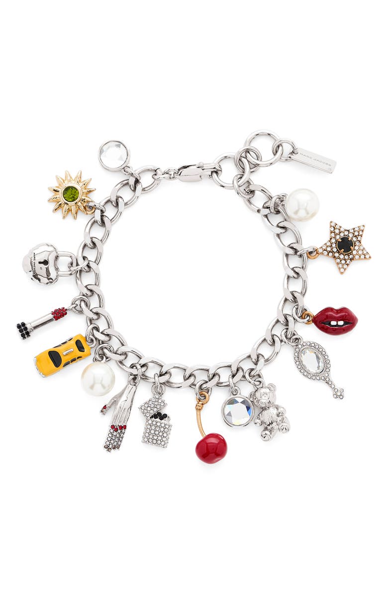Marc Jacobs Trinket Charm Bracelet, Main, color, Silver/ Multi