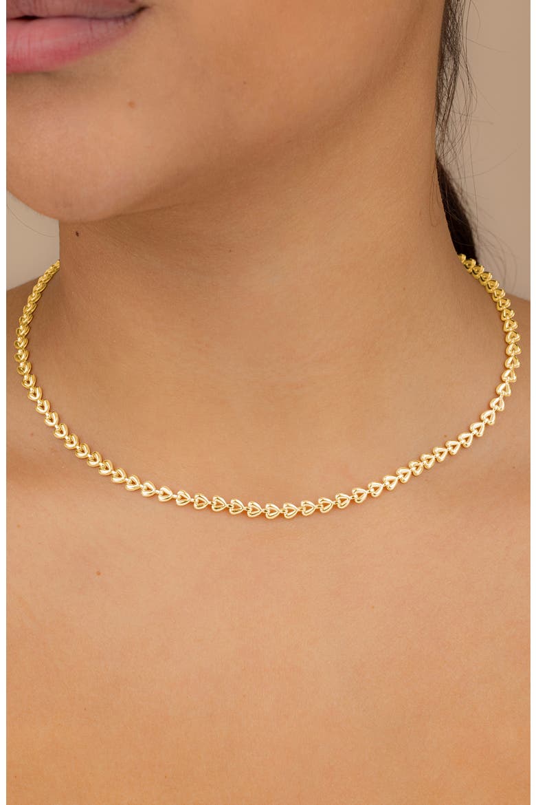Nettie Polished Heart-Link Necklace, Alternate, color, GOLD