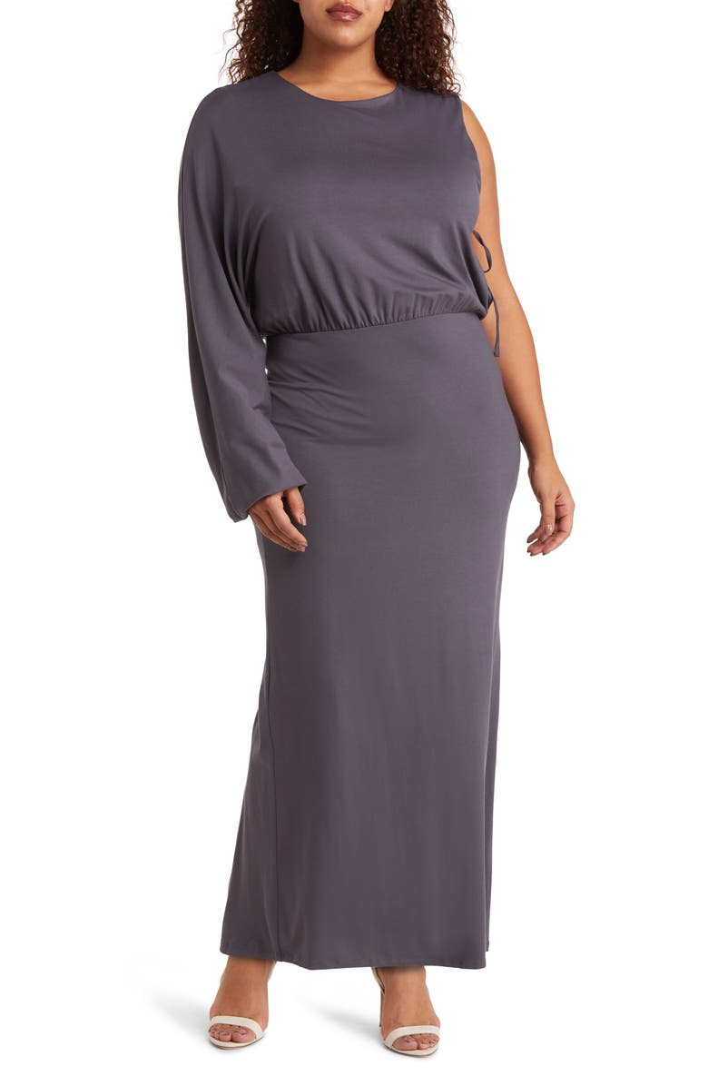 ASOS DESIGN Curve One Sleeve Maxi Dress, Main, color, 