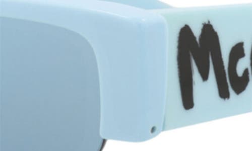 Alexander Mcqueen Mcqueen 54mm Half Rim Rectangular Sunglasses In Blue