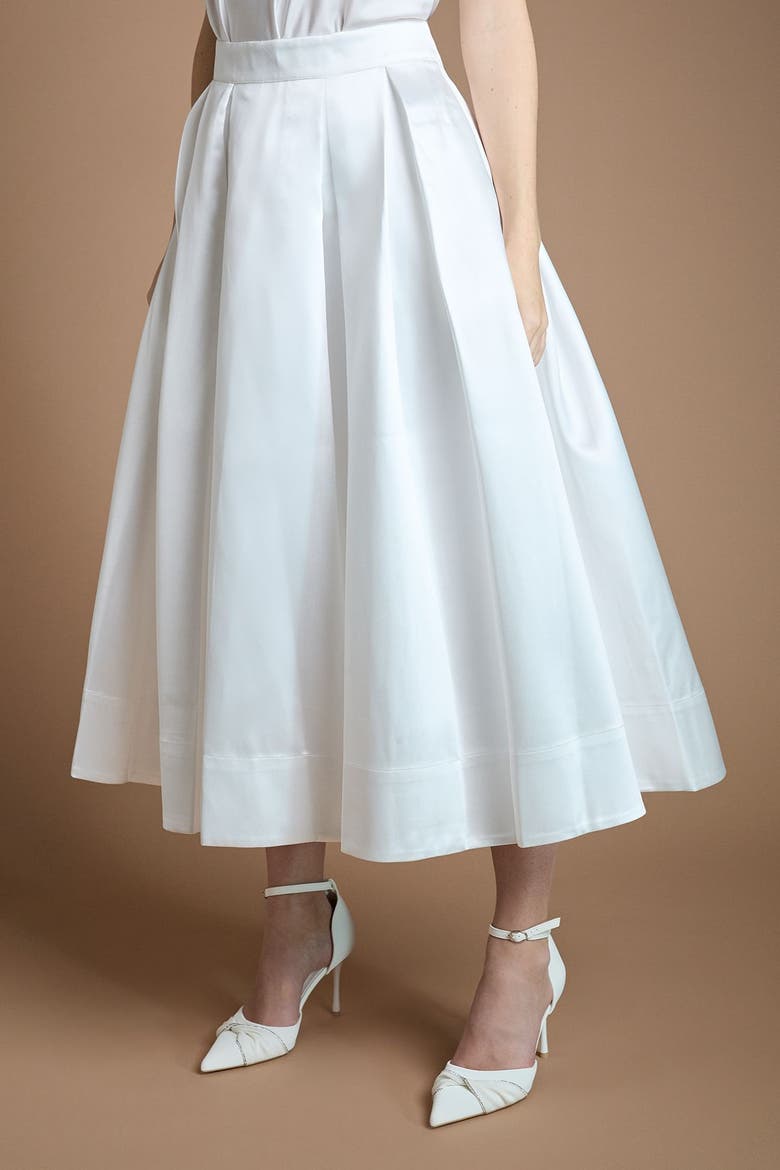 Bridal Pleated Midi Skirt, Alternate, color, Ivory