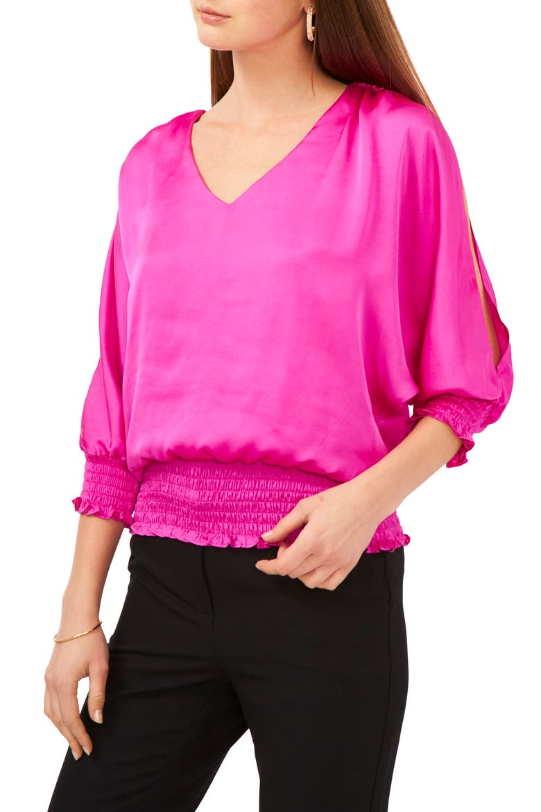 V-Neck Smocked Waist Blouse, Main, color, GYPSY SPIRIT