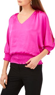 Chaus V-Neck Smocked Waist Blouse