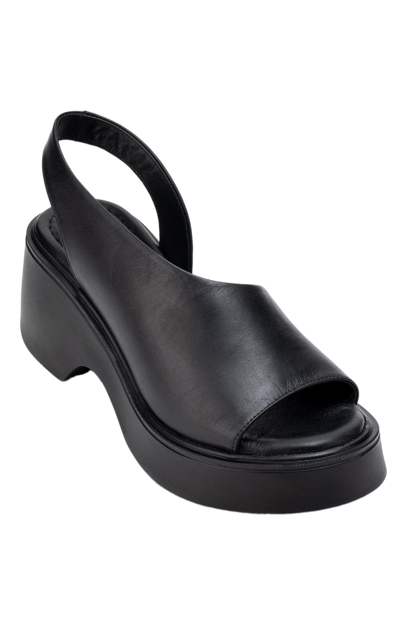 Forever & Always Shoes ROY Leather Wedge Sandal, Alternate, color, Black Leather