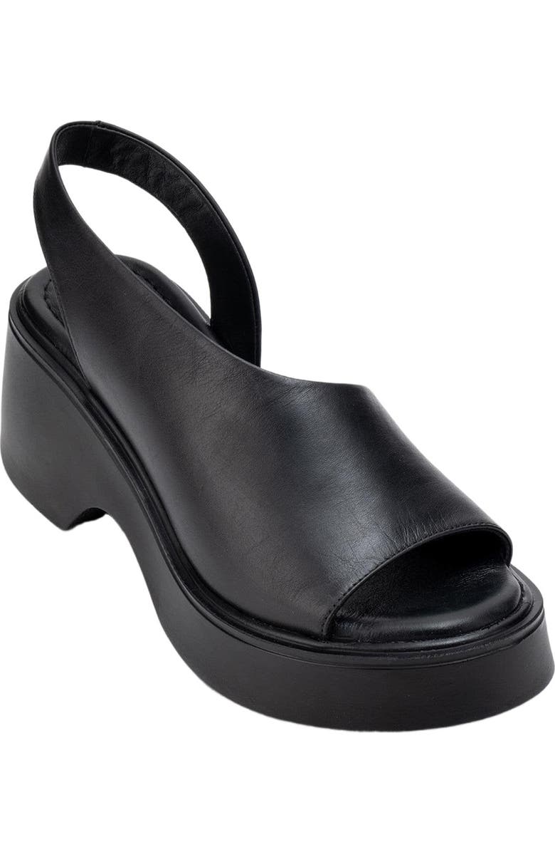 Forever & Always Shoes ROY Leather Wedge Sandal, Alternate, color, Black Leather