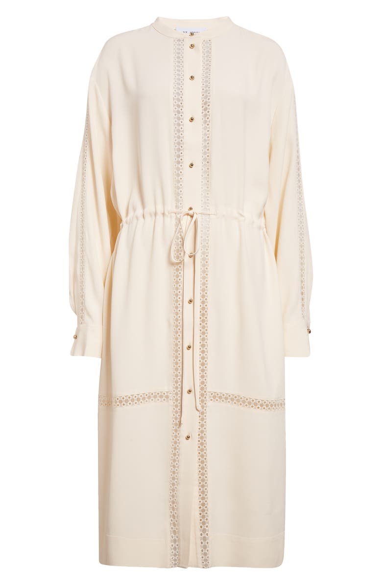 St. John Collection Lace Detail Long Sleeve Satin Back Crepe Dress, Alternate, color, 