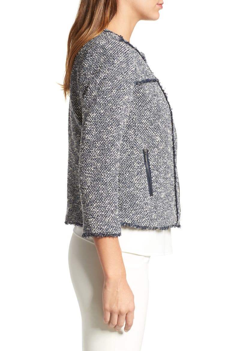 Zip Front Tweed Jacket, Alternate, color, NAVY IVORY TWIST TWEED