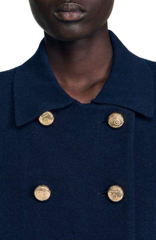 Sandro Double-breasted Cardigan In Blue