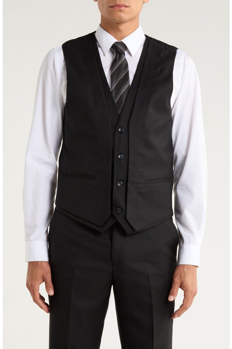Black Mélange 3-Piece Suit, Alternate, color, BLACK