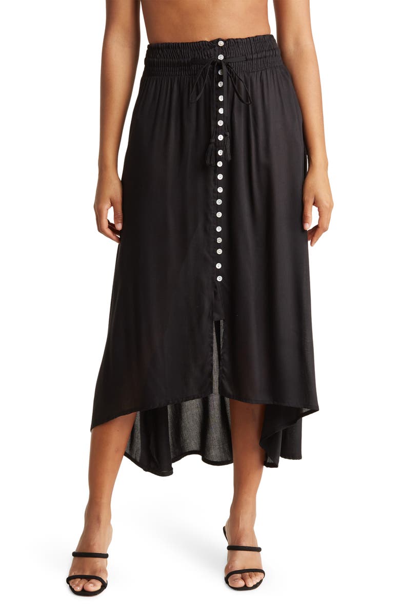 BOHO ME Button Front High-Low Cover-Up Skirt, Main, color,