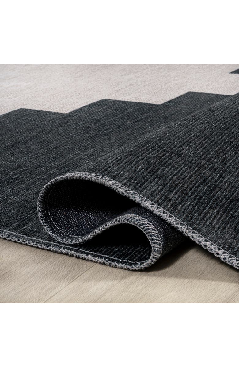 JONATHAN Y Adriel Geometric Medallion Machine-Washable Area Rug, Alternate, color, Black/Cream