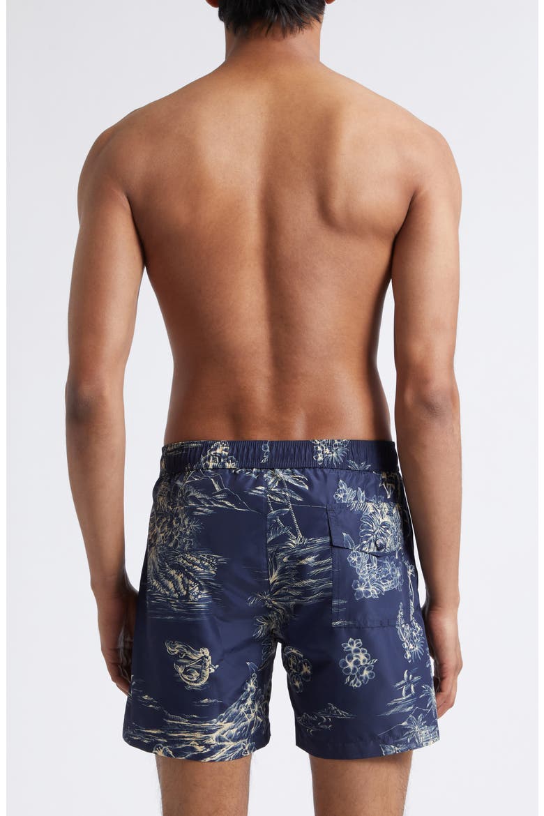 Tropical Print Swim Trunks, Alternate, color, BLUE