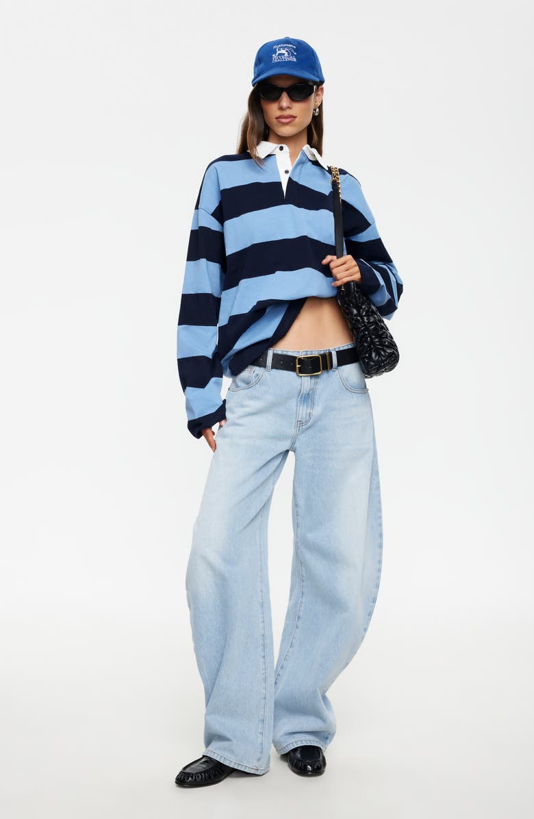 LIONESS Outbound Oversize Stripe Jersey Cotton Long Sleeve T-Shirt, Alternate, color, Navy