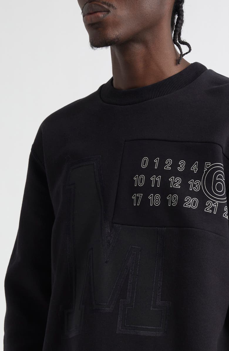 MM6 Maison Margiela Numeric Motif Embroidered Sweatshirt, Alternate, color, Black
