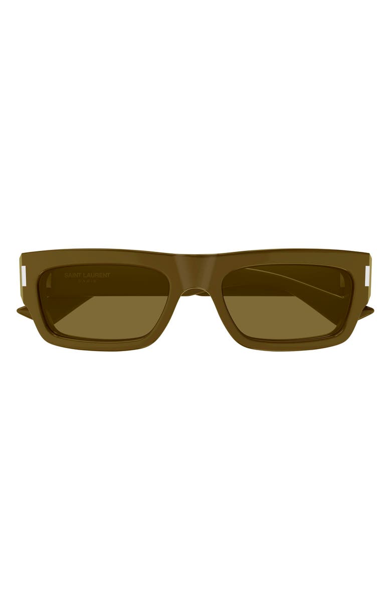 Saint Laurent 54mm Rectangular Sunglasses, Main, color, Brown