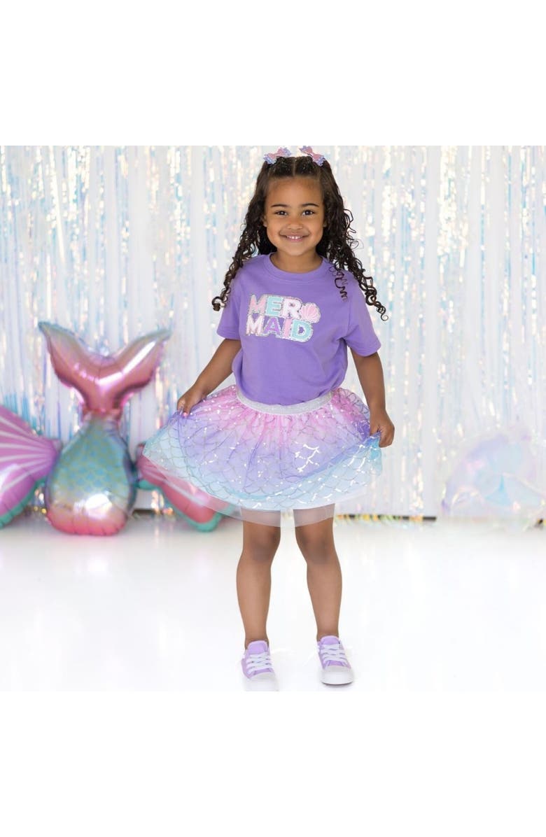 Sweet Wink Mermaid Patch Short Sleeve T-Shirt, Alternate, color, Lavender